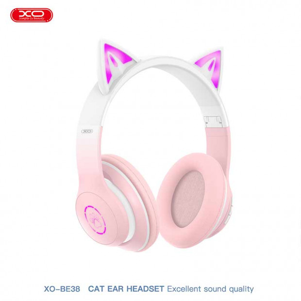 XO-BE38 Bluetooth slusalice za decu Cats Ear roze