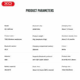 Bežične slušalice XO Q4 Pods Bela