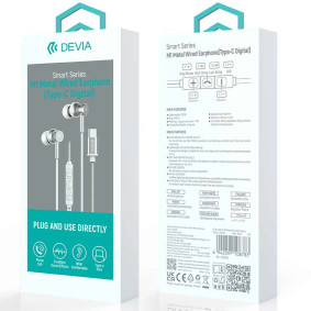 Slusalice Devia Smart Series M1 Metal Type-c Bela