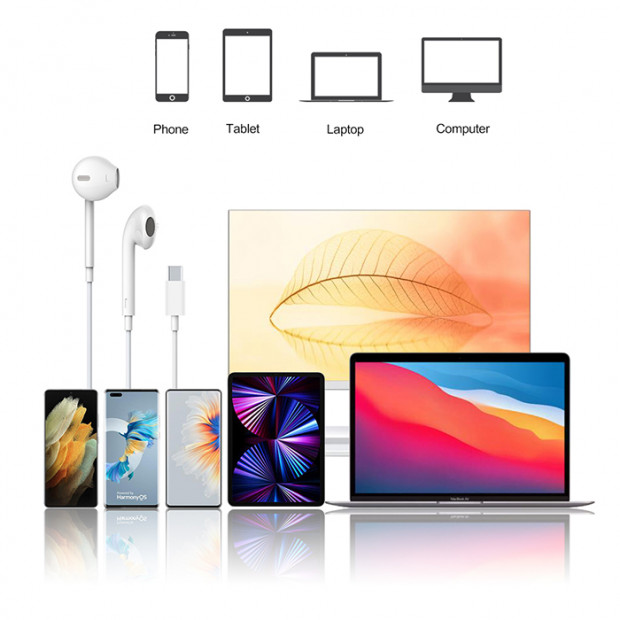 Slusalice Devia Smart Series Earpods With Type-C Interface (Digital) Bela