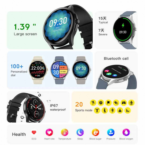 Smart Watch VE15 Siva