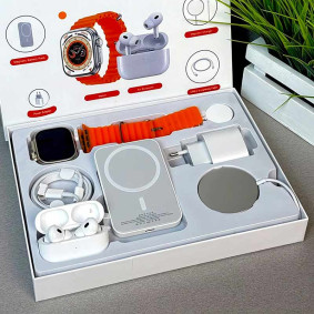 Set 6 u 1 (Adapter 20W, Smart Sat, Kabl c na c, Bezicne slusalice, Power bank 5000mAh i magsafe punjac) Narandzasta