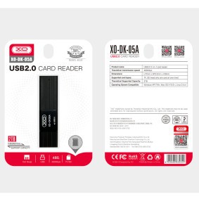 XO-DK05A 2in1 Card Reader 2.0 crni
