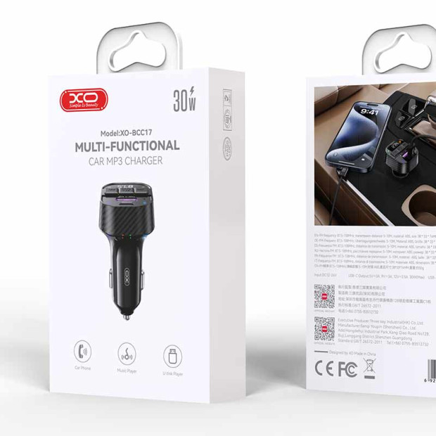 XO-BCC17 Transmitter FM Bluetooth MP3 auto punjač 30W XO-BCC17 Transmitter FM Bluetooth MP3 auto punjač 30W