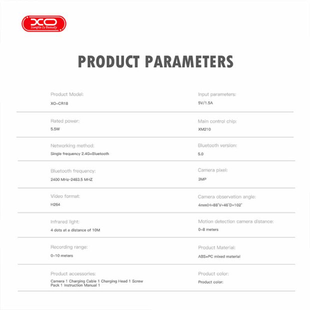 XO-CR18 Spoljna kamera 300w bela