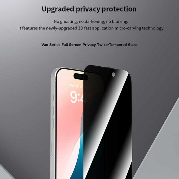 Zaštitno Staklo Devia Van series Full Screen Privacy Twice-Tempred  Za Iphone 16 Crna