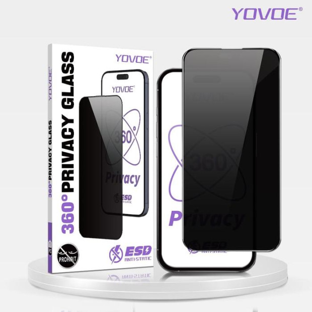 Zastitno Staklo Yovoe Privacy 360  Za Iphone 17 Pro Max Crno